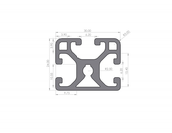 Aluminum profile 24x30 slot 6 Light I type